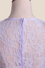 Lavender Lace and Chiffon A-line Long Bridesmaid Dress