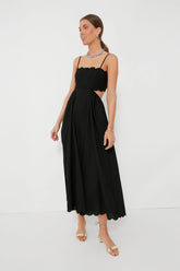 Black Scallop Hem Dress
