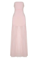 Strapless Pink Sheer Long Dress