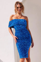 Spark Sequin Midi Dress - Aqua