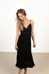 Lace Top Tiered Maxi Dress