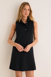 Black Pique Margaret Polo Dress