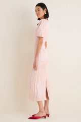 Cameo Pink Short Sleeve Midi Cocktail Dress
