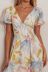 Melony Puff Sleeve Floral Print Maxi Dress