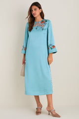 Cameo Blossom Embroidered Duchess Satin Jamie Dress