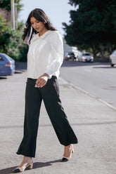 Clark Crepe Wide Leg Pant - Black