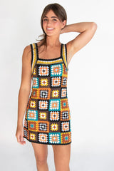Crochet Granny Square Mini Dress