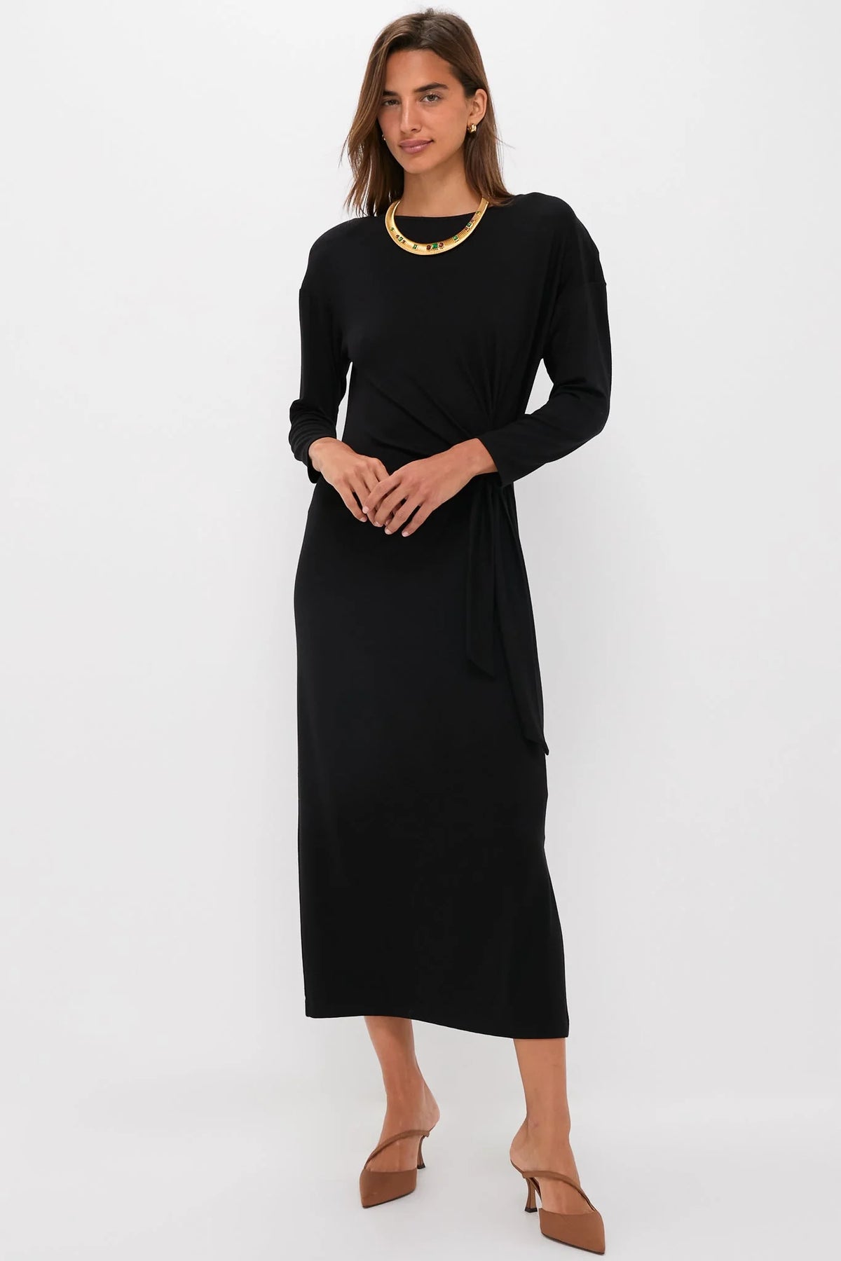 Black Side Tie Elspeth Maxi Dress