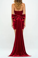 Mrs. Showstopper Velvet Bodycon Mini Dress - Red
