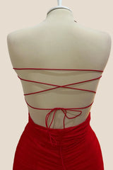 Strapless Red Bodycon Lace-up Short Dress