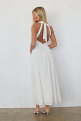 Natasha Eyelet Halter Midi Dress