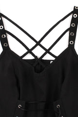 Lace-Up Black Witch Dress for Halloween