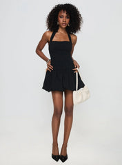 Gigli Bubble Hem Mini Dress Black Tall