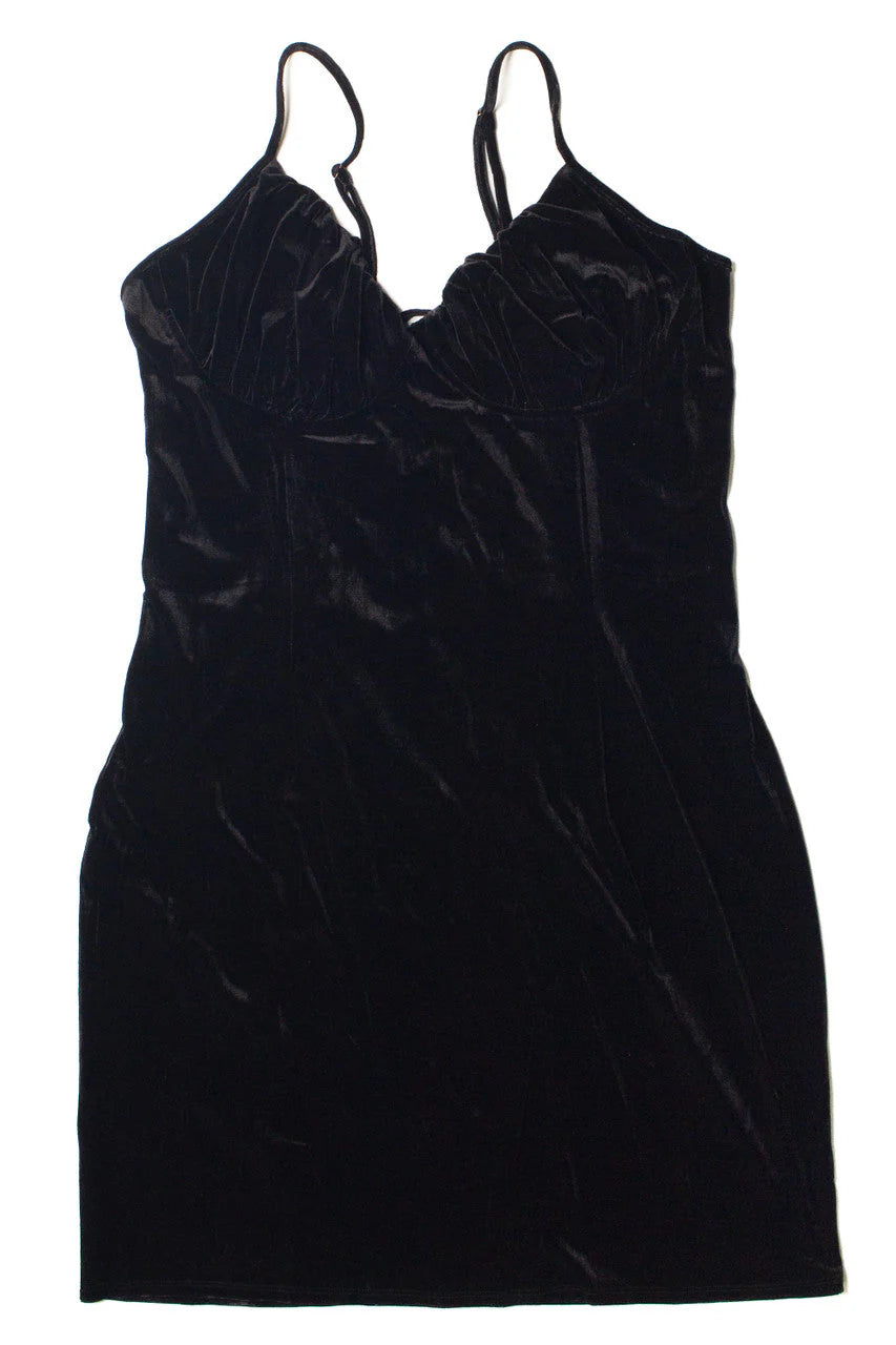 Extended Sizes Lace Up Back Velvet Dress