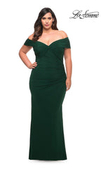 Off-Shoulder La Femme Plus-Size Long Prom Dress