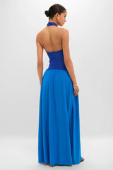 Cosmic Blue Soglio Halter Maxi Dress