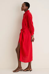Racing Red Alessandra Sarong Shirt Dress