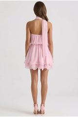 PRE-ORDER Only! (ETA May 15th) Cindy Pleated One Shoulder Mini Dress - Pink