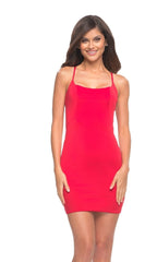 La Femme Short Cocktail Dress with Strappy Back