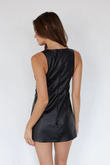 Moni Faux Leather Mini Dress Romper