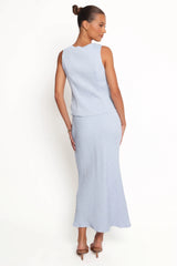Ysolde Bow Detail Skirt Set - Light Blue