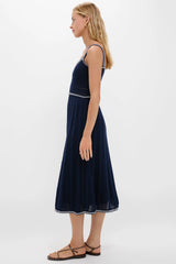 Navy with White Trim Knit Anne Dress